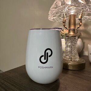 White Insulated Stemless Tumbler with Purple Rim